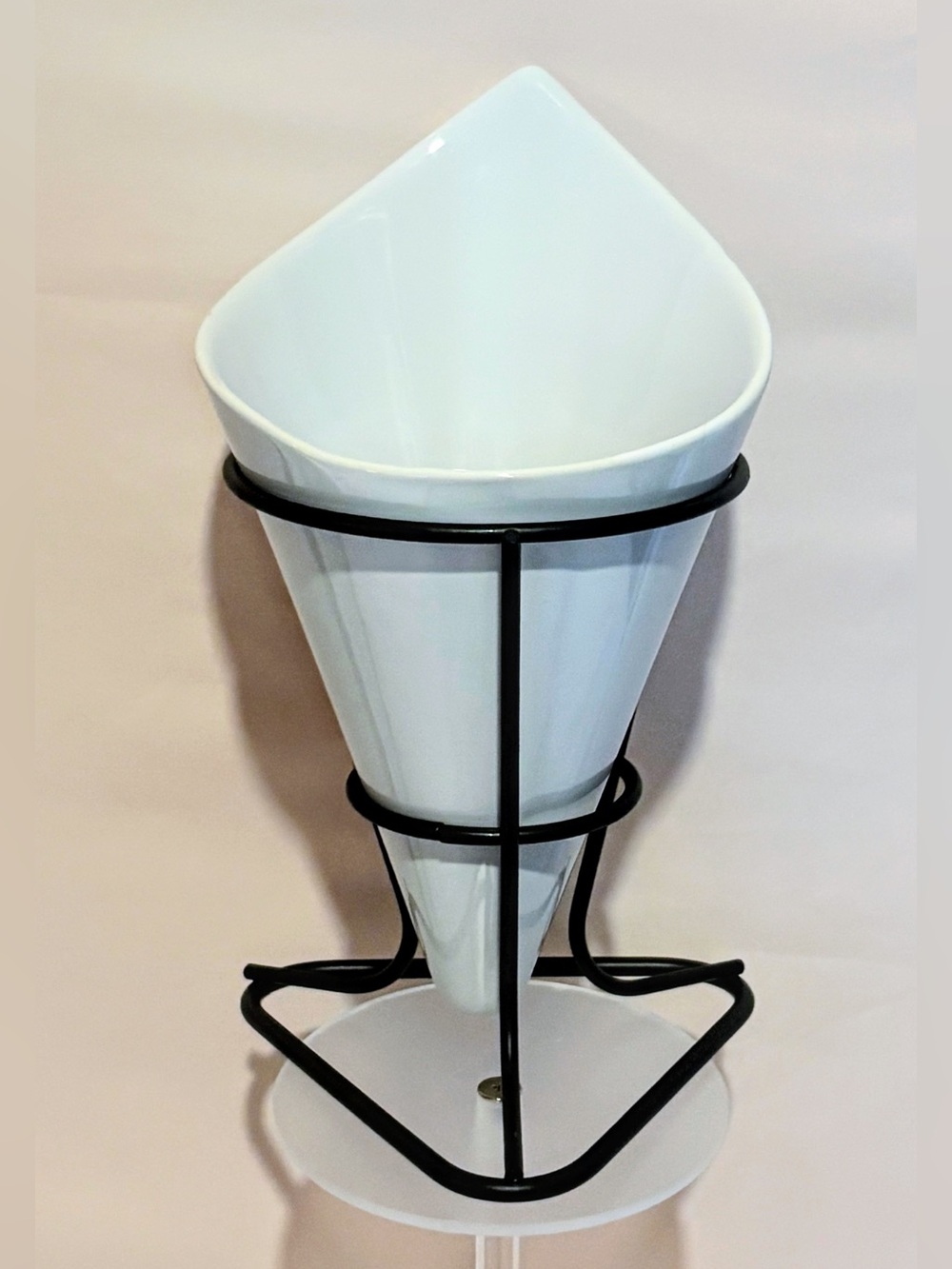 Pier 1 Imports Stoneware Appetizer Cone Server with Black Metal Stand